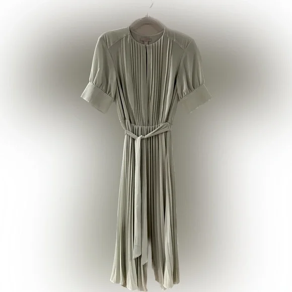h&m grey pleated dress Joseph Rida Pleated Satin Dress - Size 46 main image 1